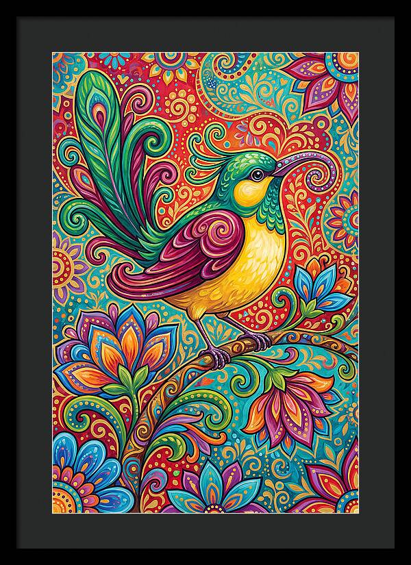 Vibrant Sunbird In Folk Style