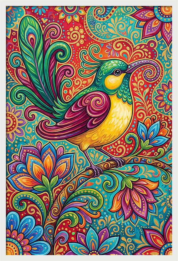 Vibrant Sunbird In Folk Style