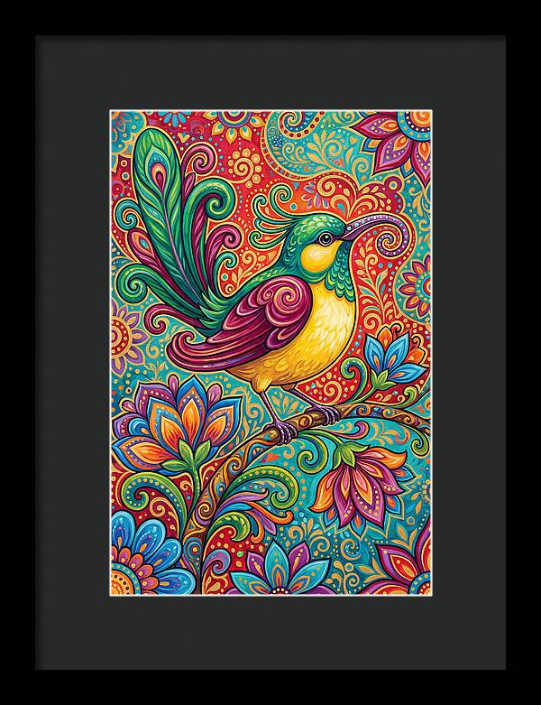 Vibrant Sunbird In Folk Style