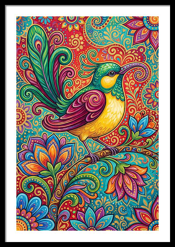 Vibrant Sunbird In Folk Style