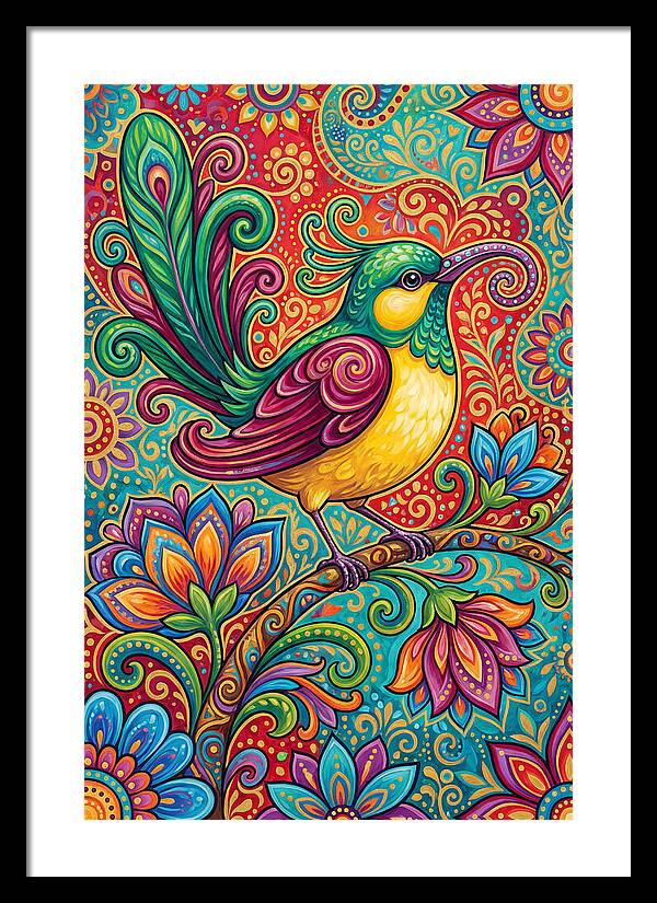 Vibrant Sunbird In Folk Style