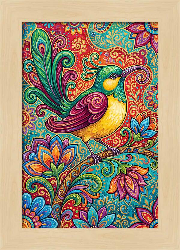 Vibrant Sunbird In Folk Style