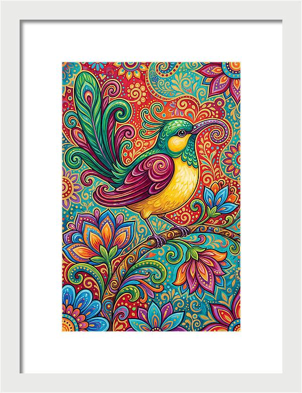 Vibrant Sunbird In Folk Style