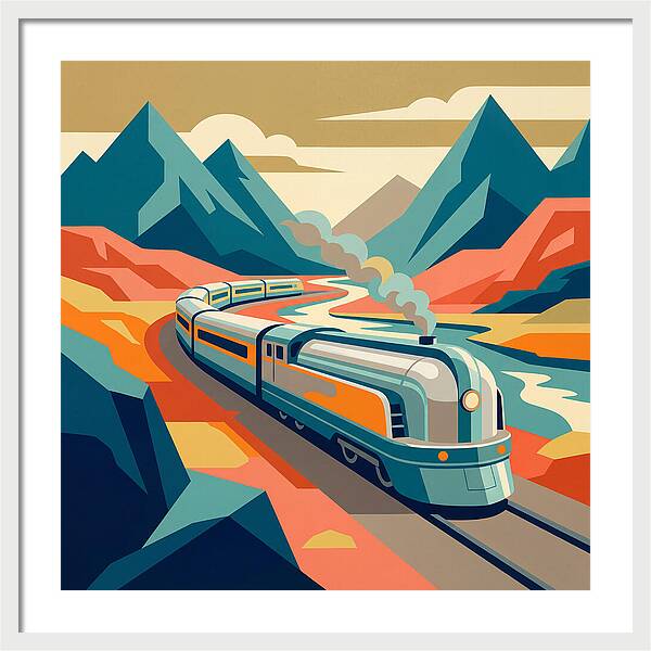 Vibrant Train Journey Through Mountains