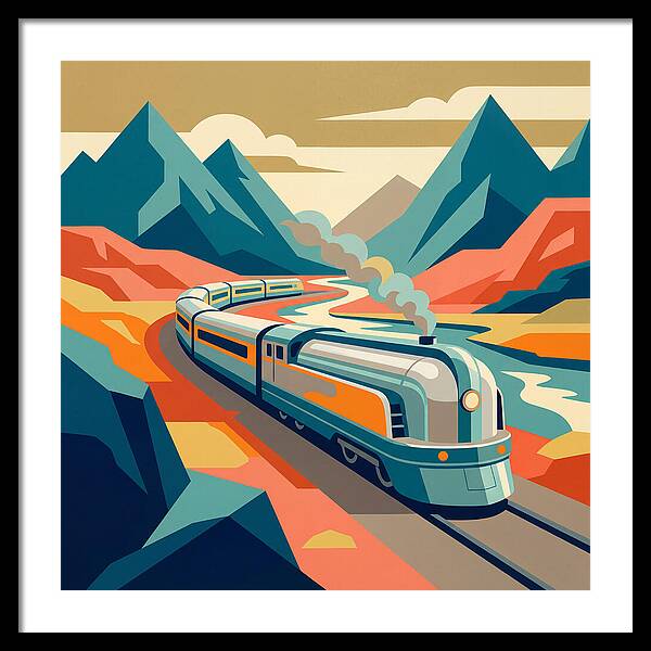 Vibrant Train Journey Through Mountains