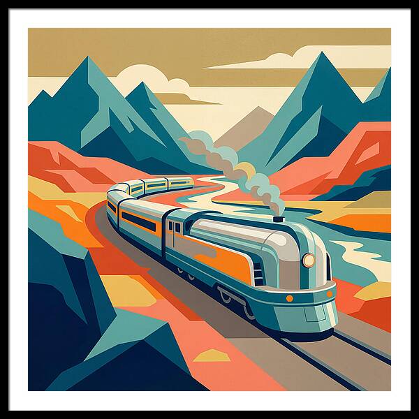 Vibrant Train Journey Through Mountains