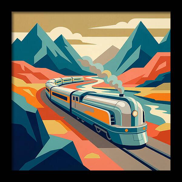 Vibrant Train Journey Through Mountains