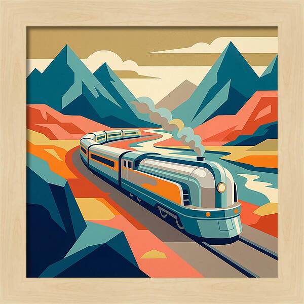 Vibrant Train Journey Through Mountains