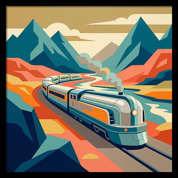 Vibrant Train Journey Through Mountains