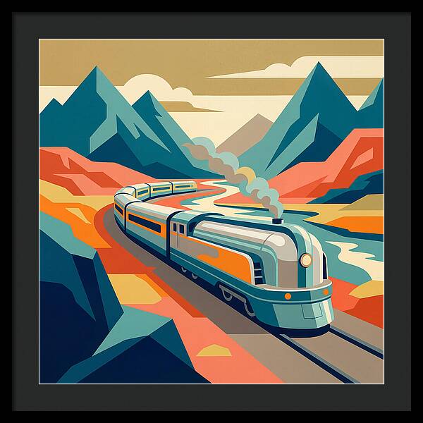 Vibrant Train Journey Through Mountains