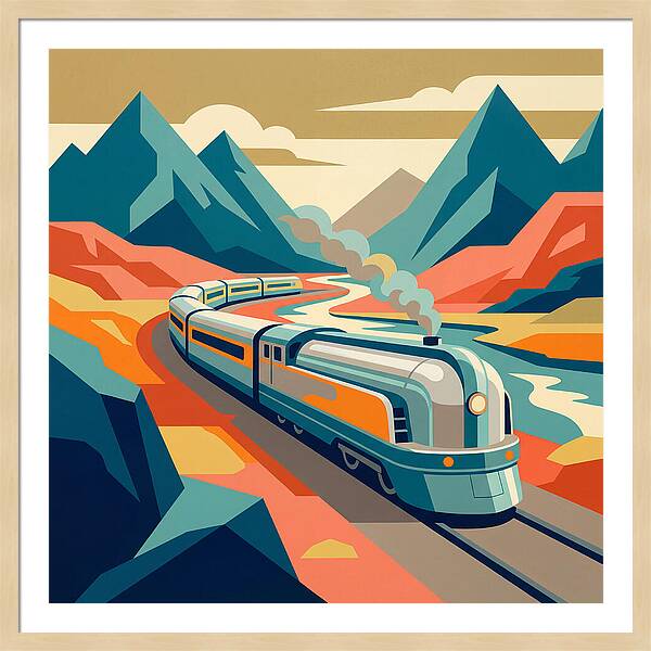 Vibrant Train Journey Through Mountains