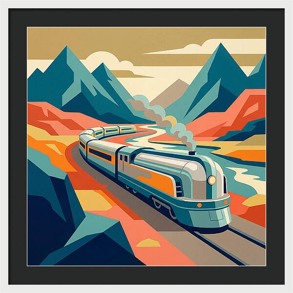Vibrant Train Journey Through Mountains