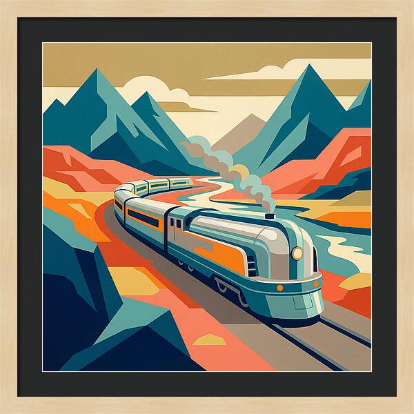 Vibrant Train Journey Through Mountains