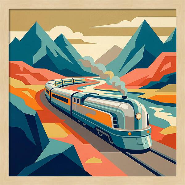 Vibrant Train Journey Through Mountains