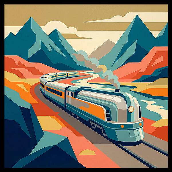 Vibrant Train Journey Through Mountains