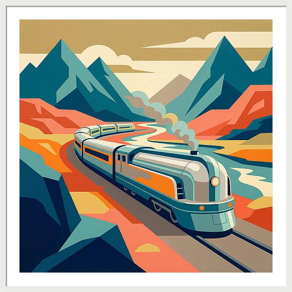 Vibrant Train Journey Through Mountains