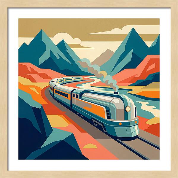 Vibrant Train Journey Through Mountains