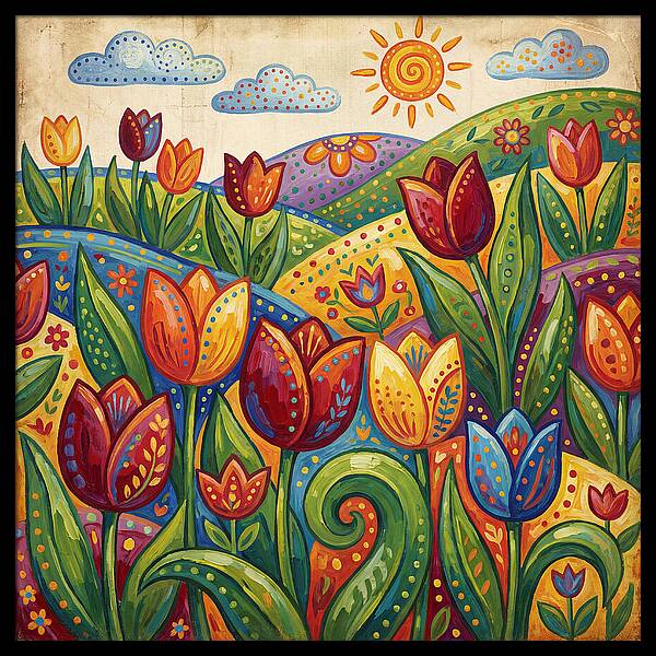 Vibrant Tulip Field Scene