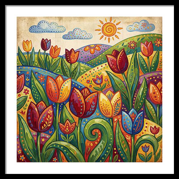 Vibrant Tulip Field Scene
