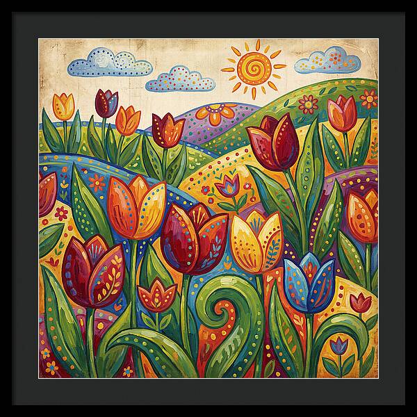 Vibrant Tulip Field Scene