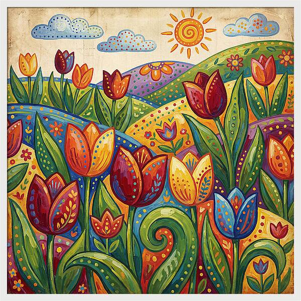 Vibrant Tulip Field Scene