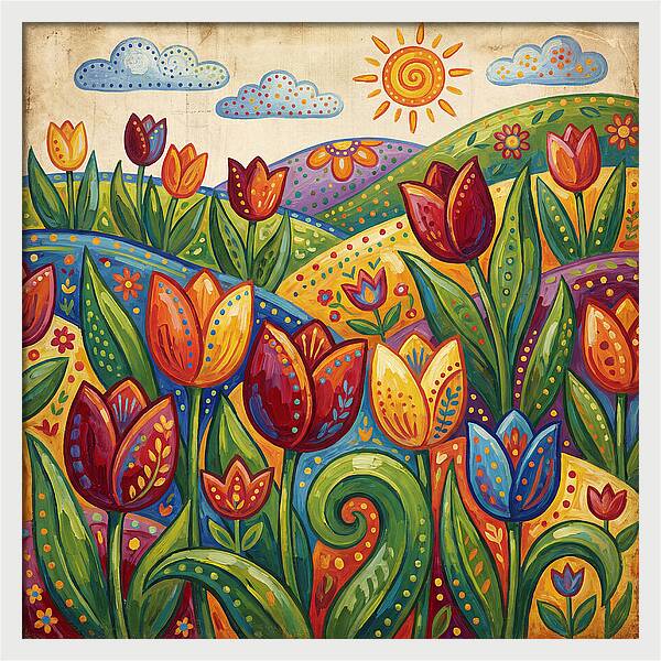 Vibrant Tulip Field Scene