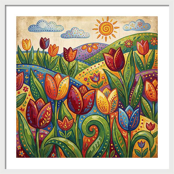 Vibrant Tulip Field Scene