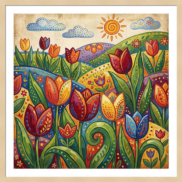 Vibrant Tulip Field Scene