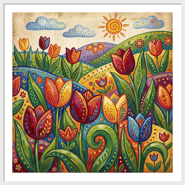 Vibrant Tulip Field Scene