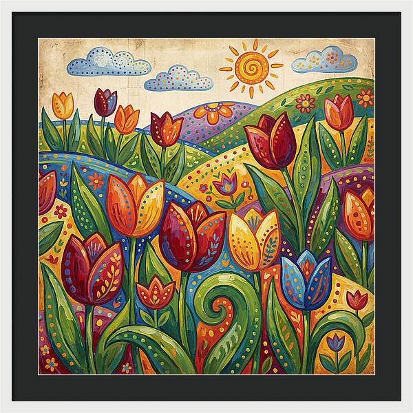 Vibrant Tulip Field Scene