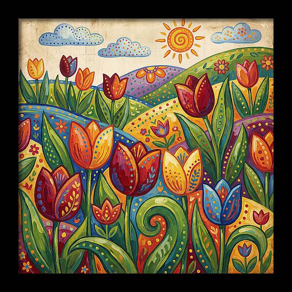Vibrant Tulip Field Scene