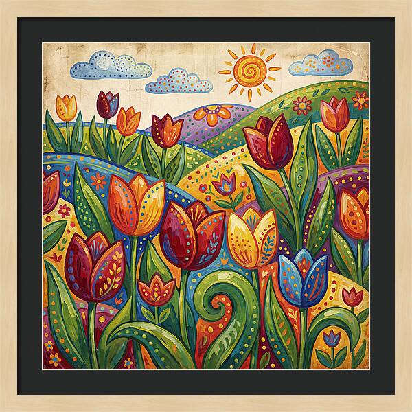 Vibrant Tulip Field Scene