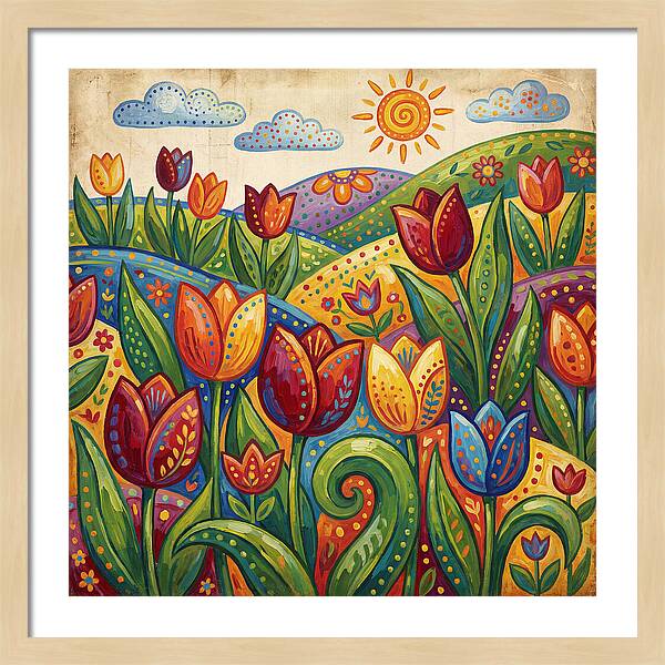 Vibrant Tulip Field Scene