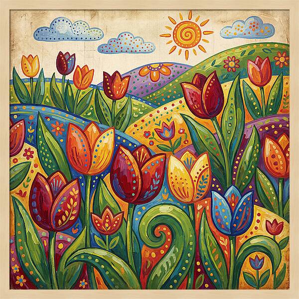 Vibrant Tulip Field Scene