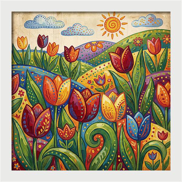 Vibrant Tulip Field Scene