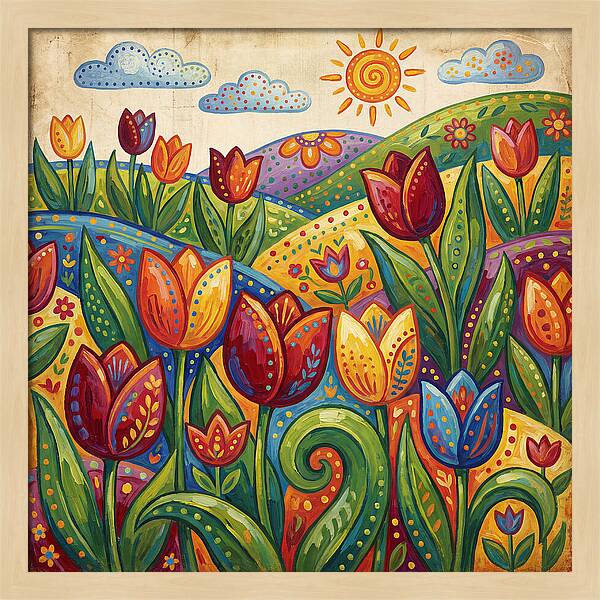 Vibrant Tulip Field Scene