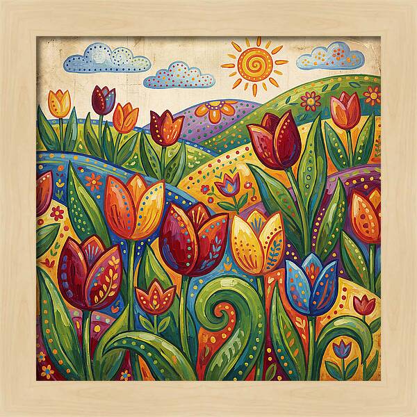 Vibrant Tulip Field Scene
