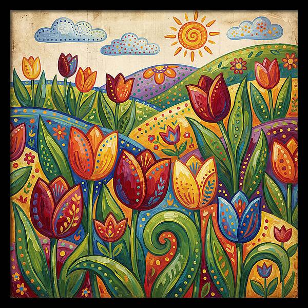 Vibrant Tulip Field Scene