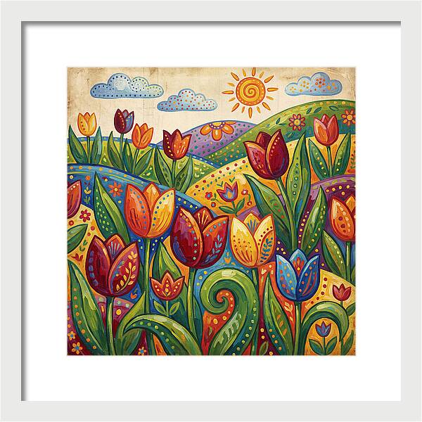 Vibrant Tulip Field Scene