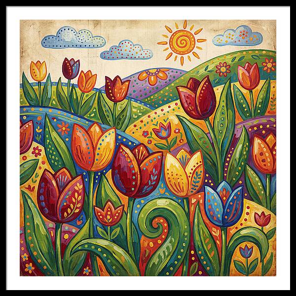 Vibrant Tulip Field Scene
