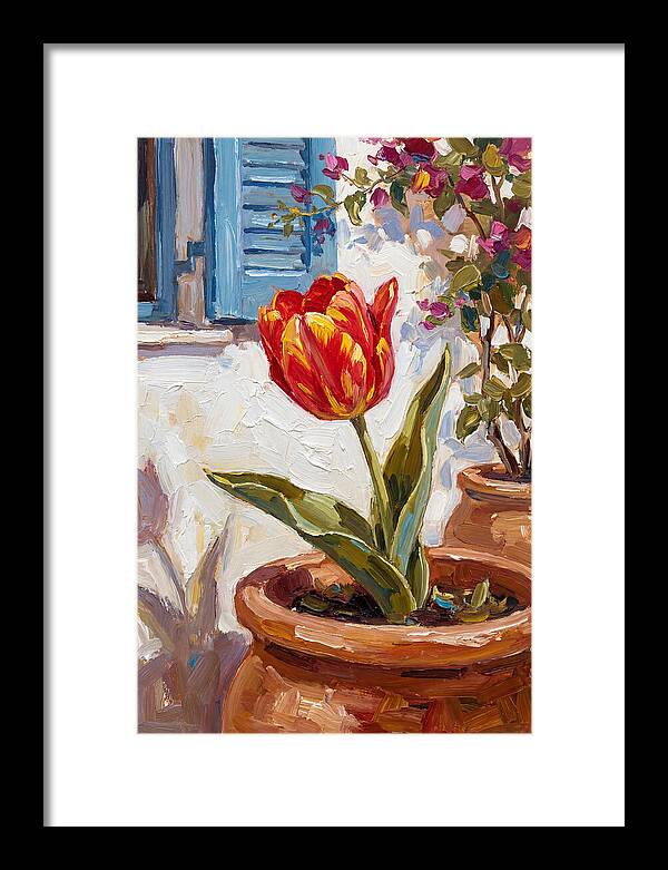 Vibrant Tulip In Mediterranean Setting