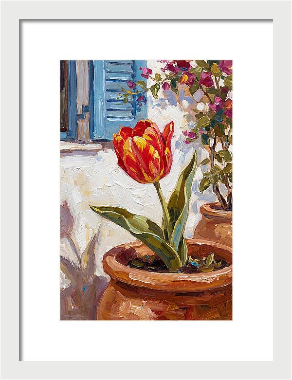 Vibrant Tulip In Mediterranean Setting