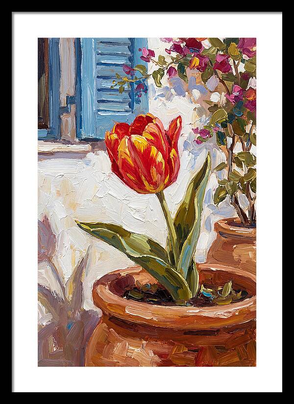 Vibrant Tulip In Mediterranean Setting