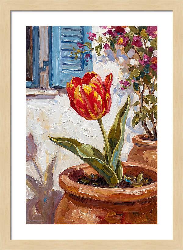 Vibrant Tulip In Mediterranean Setting