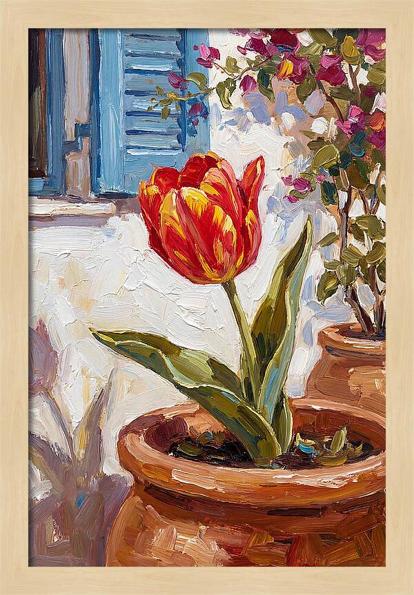Vibrant Tulip In Mediterranean Setting