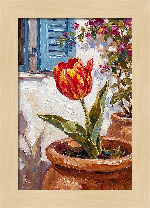 Vibrant Tulip In Mediterranean Setting