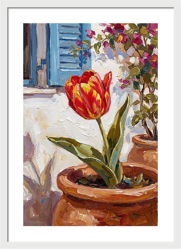 Vibrant Tulip In Mediterranean Setting