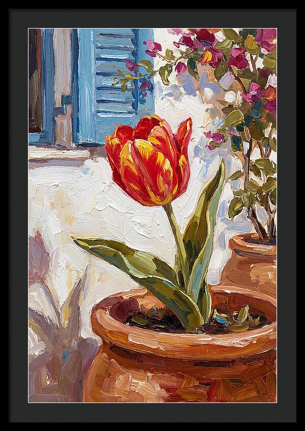 Vibrant Tulip In Mediterranean Setting