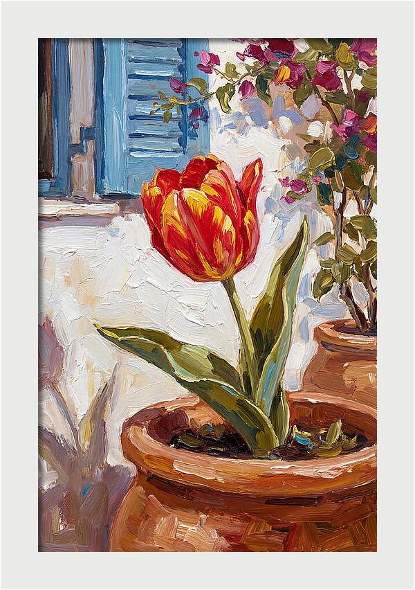 Vibrant Tulip In Mediterranean Setting