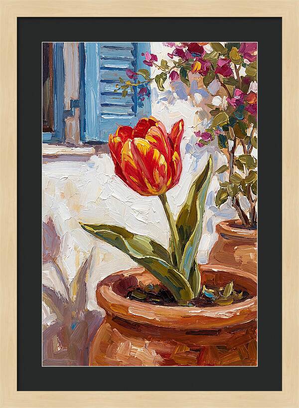 Vibrant Tulip In Mediterranean Setting